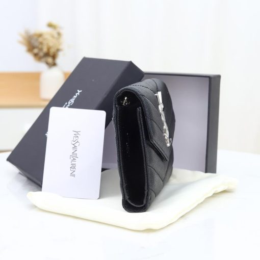 Ysl Multi-Folded Wallet In Grain De Poudre Embossed Leather Black 414404Bow021000 - Image 4