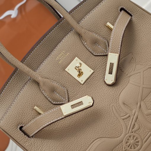 Hermes Birkin 30CM Taupe Horse Draw Carriage Embossed - Image 7