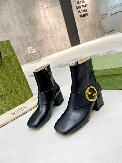 Gucci Blondie Women's Ankle Boot Leather Black 700016C9D001000 - Image 5