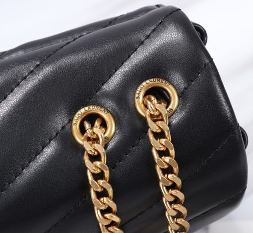 Saint Laurent Loulou Small Chain Bag In Matelasse Y Black Gold 23Cm 494699Dv7271000 - Image 3