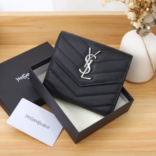 Ysl Multi-Folded Wallet In Grain De Poudre Embossed Leather Black 414404Bow021000 - Image 5