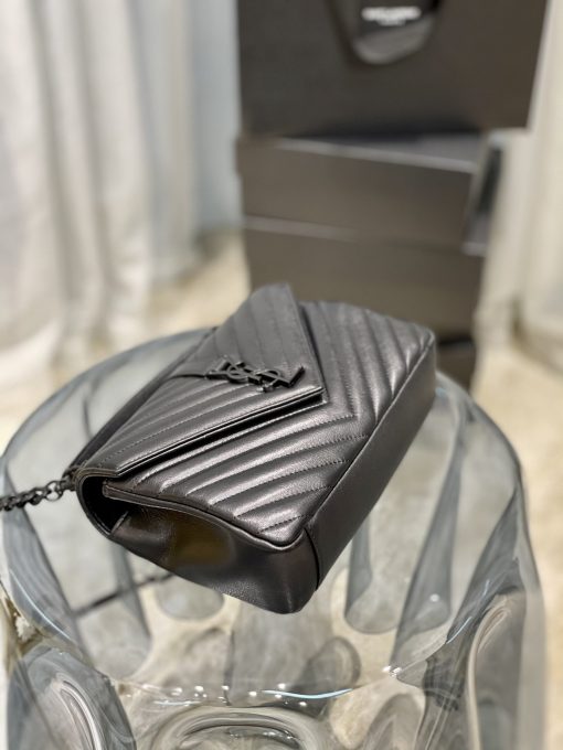 Saint Laurent College Medium Chain Bag In Quilted Leather Black Noir 24Cm 600279Brm081000 - Image 8