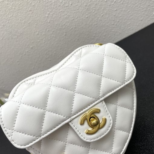 Chanel Heart Clutch With Chain White Ap2784 - Image 12