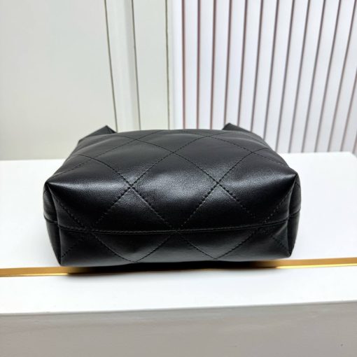 Chanel Black Lambskin Quilted Braided Chain Hobo Bag Aged Gold Hardware - Image 7