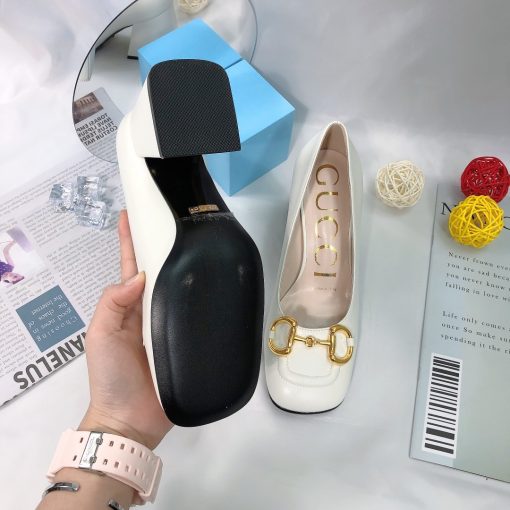 Gucci Women's Mid Heel Pump With Horsebit White - Image 3