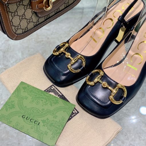 Gucci Women's Mid Heel Slingback With Horsebit Black 643892 C9D00 1000 - Image 3