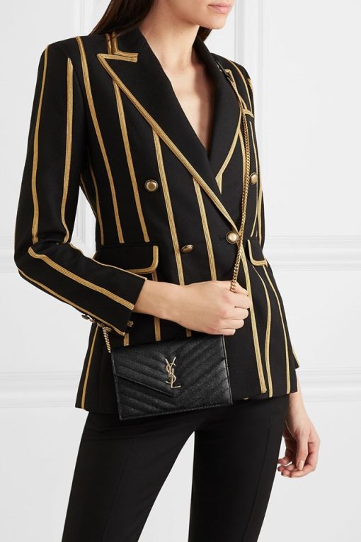 Saint Laurent Cassandre Matelasse Chain Wallet In Grain De Poudre Embossed Black Gold 22Cm 377828Bow011000 - Image 11