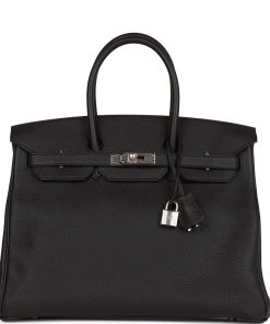 H Handbags Birkin 35 Black Togo Palladium Hardware