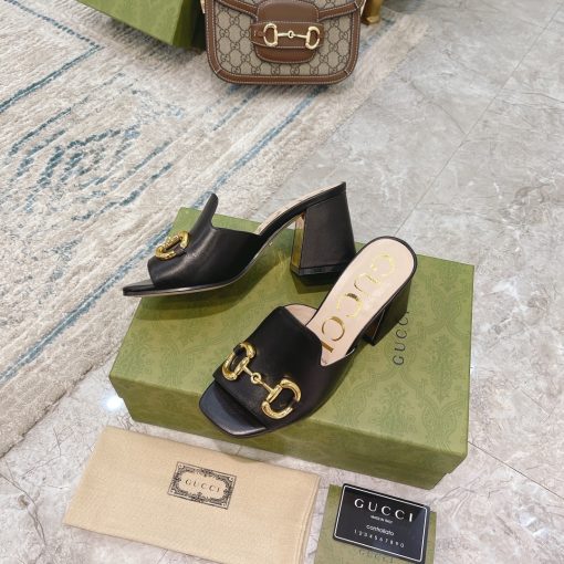 Gucci Women's Slide Sandal With Horsebit Black 655412 Bko00 1000 - Image 5