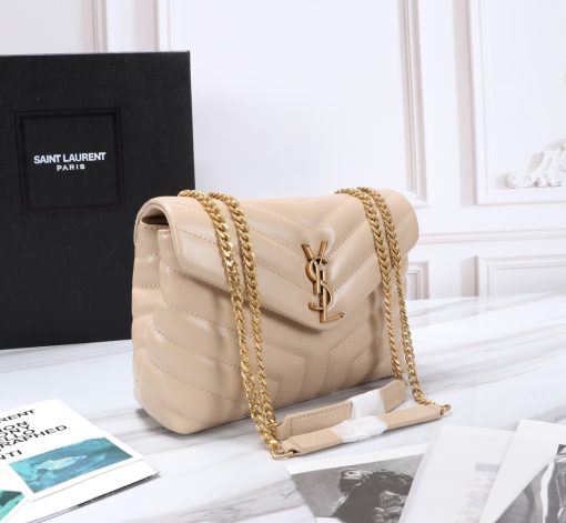Saint Laurent Loulou Small Chain Bag In Matelasse Y Dark Beige Gold 25Cm 494699Dv7272721 - Image 4