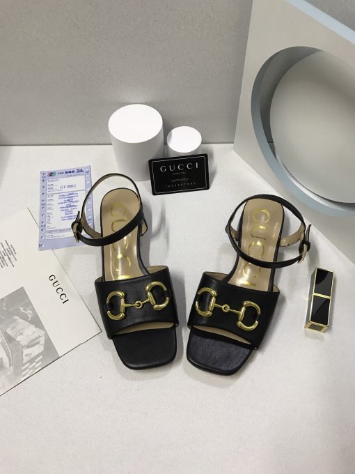 Gucci Women's Sandal With Horsebit Black 655413 Bko00 1000 - Image 6