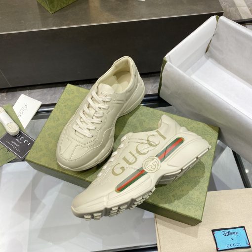 Gucci Women's Rhyton Gucci Logo Leather Sneaker 528892 Drw00 9522 - Image 8