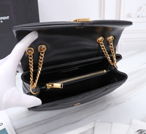 Saint Laurent Loulou Small Chain Bag In Matelasse Y Black Gold 23Cm 494699Dv7271000 - Image 6