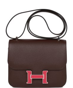 H Handbags Constance 18 Rouge Sellier Epsom Palladium Hardware