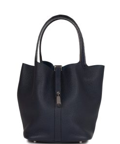 H Handbags Picotin Lock 18 Bleu Nuit Clemence And Matte Alligator Touch Palladium Hardware
