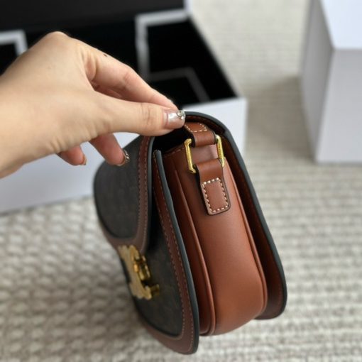 Celine Besace Clea In Triomphe Canvas And Calfskin Tan 19Cm 110962Bz4 04Lu - Image 3