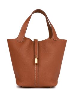 H Handbags Picotin Lock 22 Gold Clemence Gold Hardware