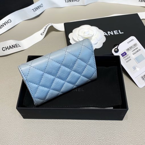 Chanel 2.55 Flap Card Holder Light Blue Wallet - Image 5