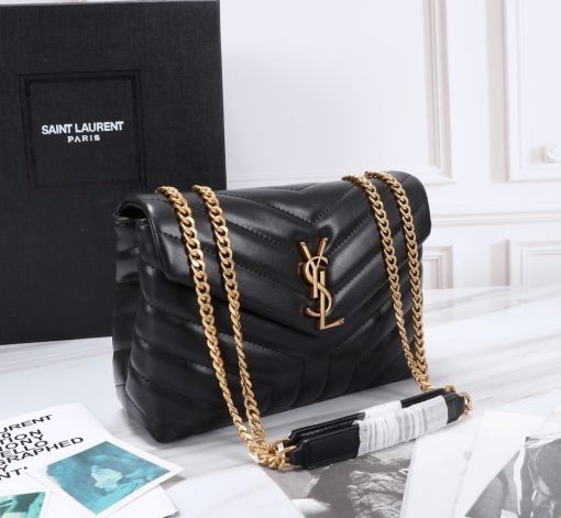 Saint Laurent Loulou Small Chain Bag In Matelasse Y Black Gold 23Cm 494699Dv7271000 - Image 8