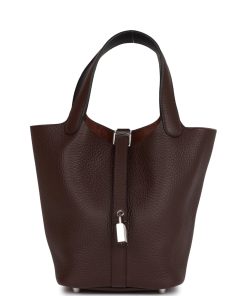 H Handbags Eclat Picotin Lock 18 Rouge Sellier Clemence Palladium Hardware