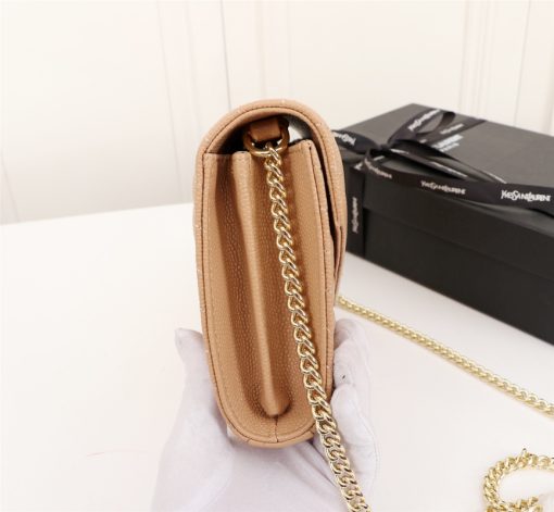 Saint Laurent Cassandre Matelasse Chain Wallet In Grain De Poudre Embossed Beige 22Cm 377828Bow012721 - Image 7