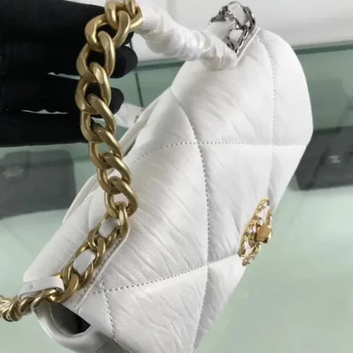 Chanel 19 Handbag White As1160 - Image 3