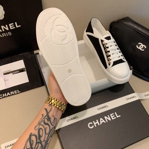 Chanel Casual Flat Sneakers Canvas Black - Image 5