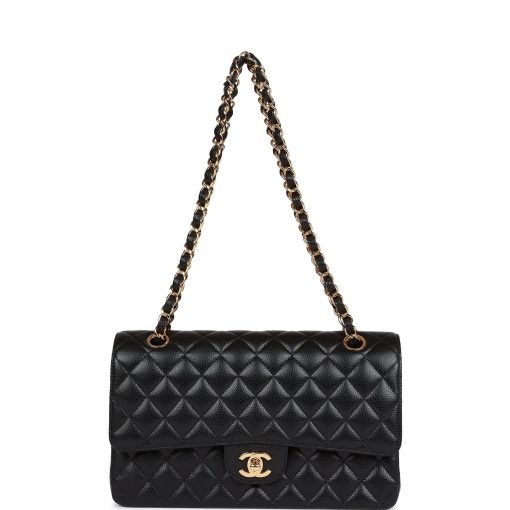 Medium Classic Double Flap Bag Black Caviar Gold Hardware - Image 6