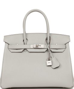 H Handbags Special Order (Hss) Birkin 30 Gris Perle Verso Chevre Brushed Palladium Hardware