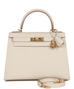 H Handbags Craie Epsom Sellier Kelly 28Cm Gold Hardware