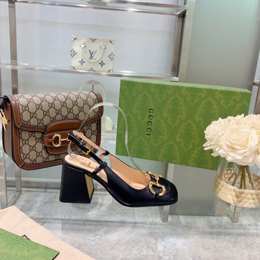 Gucci Women's Mid Heel Slingback With Horsebit Black 643892 C9D00 1000 - Image 7