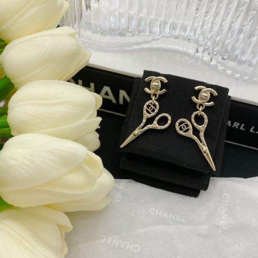 Chanel CC Lock Crystal Scissors Drop Earrings - Image 7