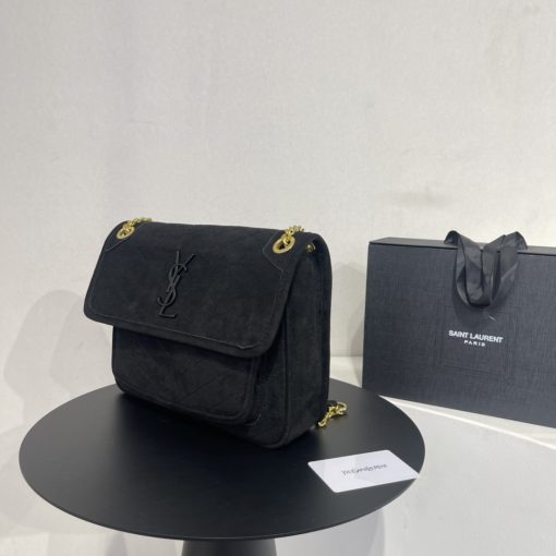 Saint Laurent Niki Baby Chain Bag In Suede Black - Image 3