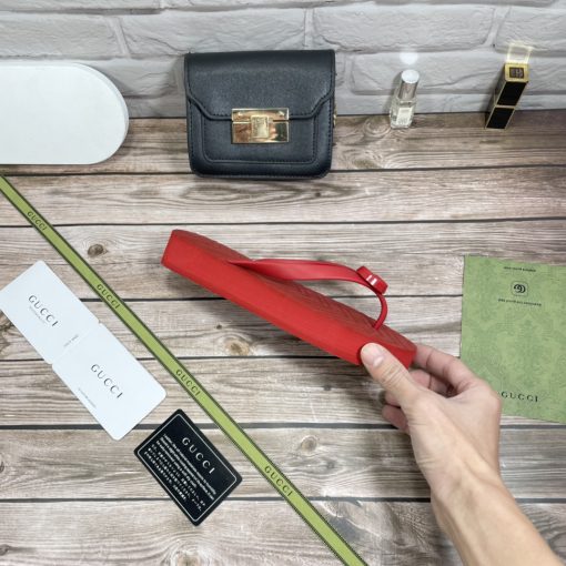 Gucci Women's Chevron Thong Red 655463 J8710 6433 - Image 10