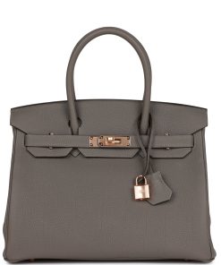 H Handbags Birkin 30 Gris Meyer Togo Rose Gold Hardware