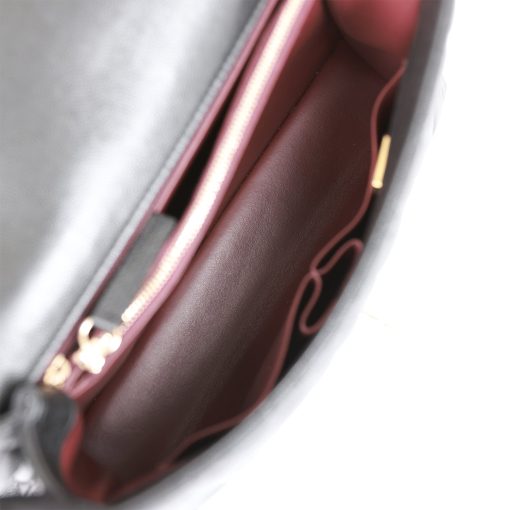 Small Coco Handle Flap Bag Black Caviar Light Gold Hardware - Image 8