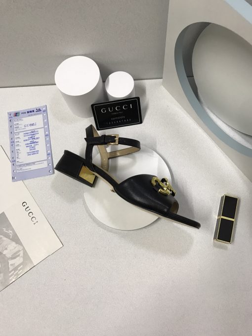 Gucci Women's Sandal With Horsebit Black 655413 Bko00 1000 - Image 9