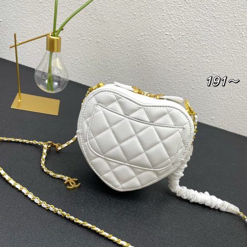 Chanel Heart Clutch With Chain White Ap2784 - Image 11