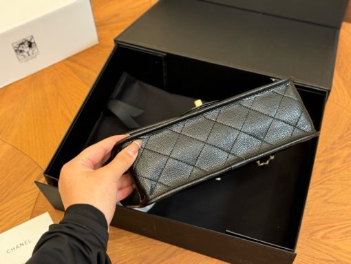 Chanel School Memory Top Handle Flap Bag Quilted Caviar Small - Image 5