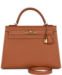 H Handbags Kelly Sellier 28 Gold Epsom Gold Hardware