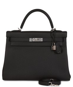 Hermes Kelly Retourne 28Cm Black Togo Palladium Hardware
