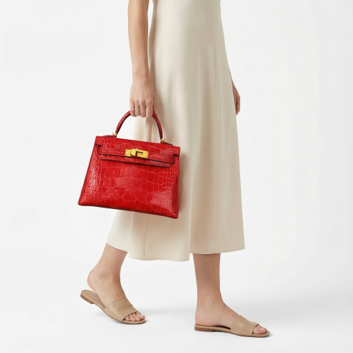 Hermès Kelly 20 Braise Shiny Alligator Gold Hardware - Image 2