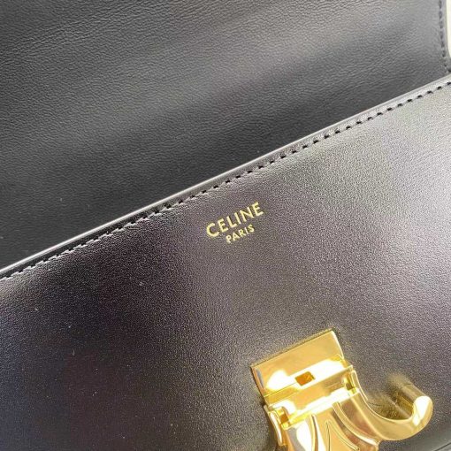 Celine Chain Box Triomphe Bag In Shiny Calfskin Black 197993Bf438No - Image 4