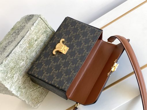 Celine Box Triomphe In Triomphe Canvas And Calfskin Tan 199992Cuz04Lu - Image 5