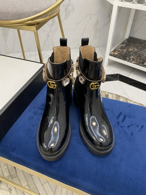 Gucci Women's Leather Ankle Boots With Strap Black 550036 Dks00 1000 - Image 7