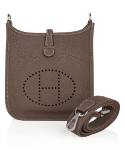 H Handbags Evelyne Tpm Etoupe Clemence Palladium Hardware