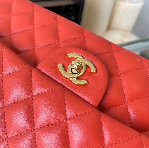 Chanel Classic Handbag Red A01112 - Image 3