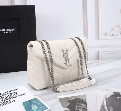Saint Laurent Loulou Small Chain Bag In Matelasse Y Leather White Silver 23Cm 494699Dv7269207 - Image 2
