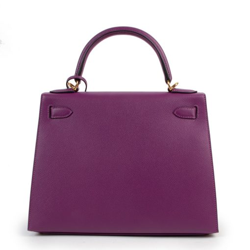 Hermès Kelly 25 Sellier Anemone Epsom Palladium Hardware - Image 3