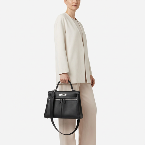 Hermes Kelly Black Padded Sellier 28 Palladium Hardware - Image 5